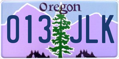 OR license plate 013JLK