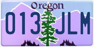 OR license plate 013JLM