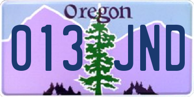 OR license plate 013JND