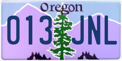 OR license plate 013JNL