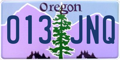 OR license plate 013JNQ