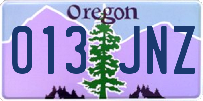 OR license plate 013JNZ