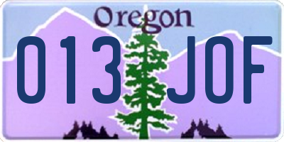 OR license plate 013JOF