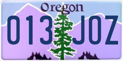 OR license plate 013JOZ