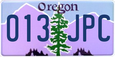 OR license plate 013JPC