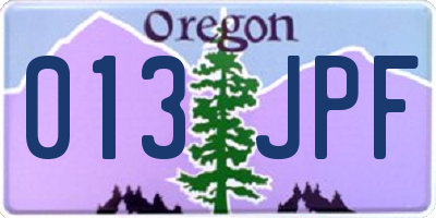 OR license plate 013JPF