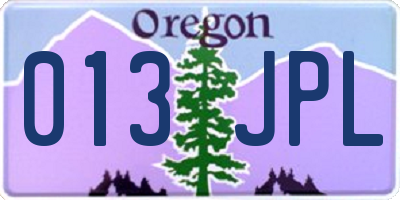 OR license plate 013JPL
