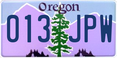 OR license plate 013JPW