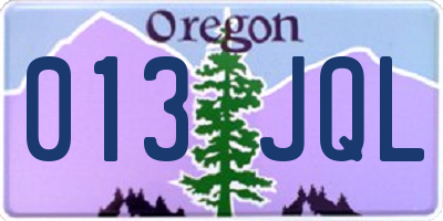 OR license plate 013JQL
