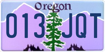 OR license plate 013JQT