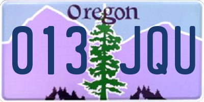 OR license plate 013JQU