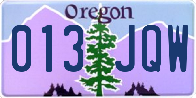 OR license plate 013JQW