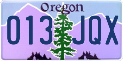 OR license plate 013JQX
