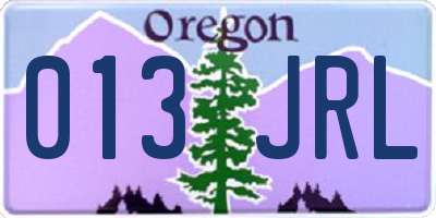 OR license plate 013JRL