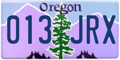 OR license plate 013JRX