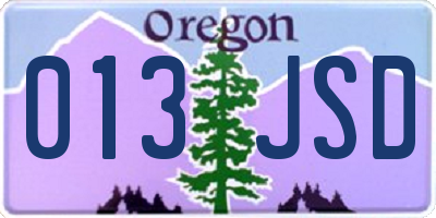 OR license plate 013JSD