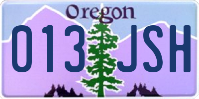 OR license plate 013JSH