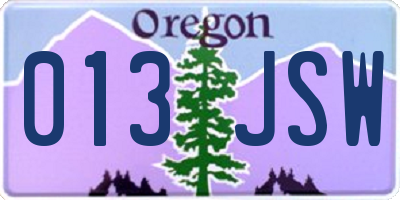 OR license plate 013JSW