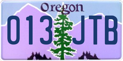OR license plate 013JTB