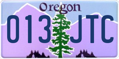 OR license plate 013JTC