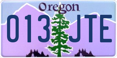 OR license plate 013JTE