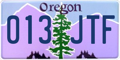 OR license plate 013JTF