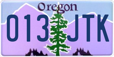OR license plate 013JTK