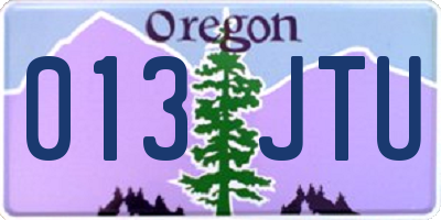 OR license plate 013JTU