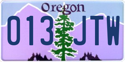OR license plate 013JTW