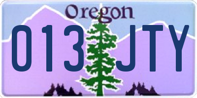 OR license plate 013JTY