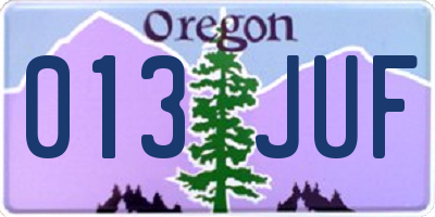 OR license plate 013JUF