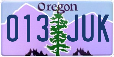 OR license plate 013JUK