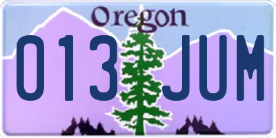 OR license plate 013JUM