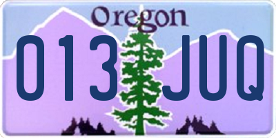 OR license plate 013JUQ