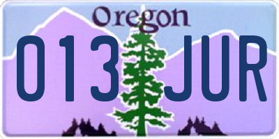 OR license plate 013JUR
