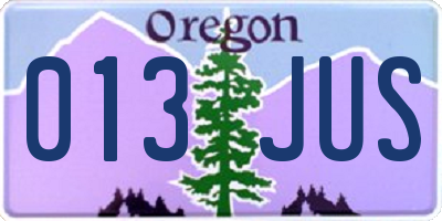OR license plate 013JUS
