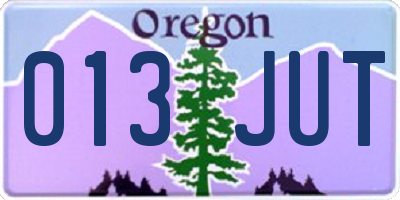 OR license plate 013JUT