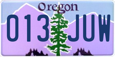 OR license plate 013JUW