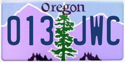 OR license plate 013JWC