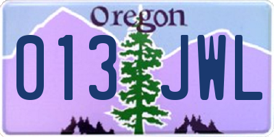 OR license plate 013JWL