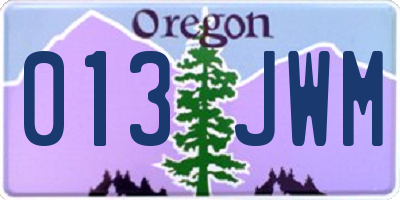 OR license plate 013JWM