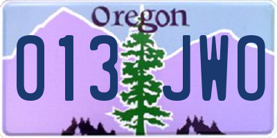 OR license plate 013JWO