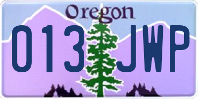 OR license plate 013JWP