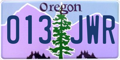 OR license plate 013JWR