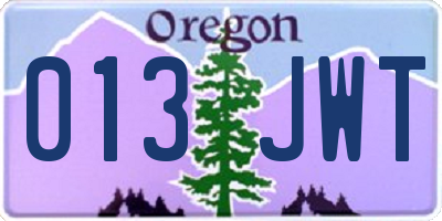 OR license plate 013JWT