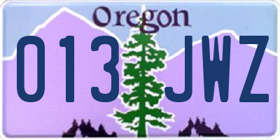 OR license plate 013JWZ