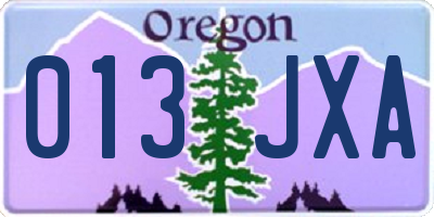 OR license plate 013JXA