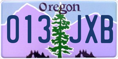 OR license plate 013JXB
