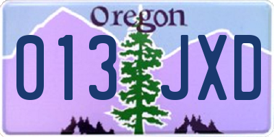 OR license plate 013JXD