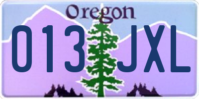 OR license plate 013JXL